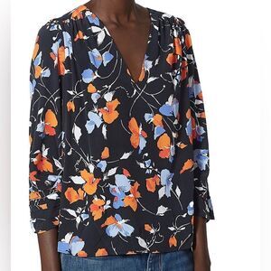 Joie Maizie Caviar Silk Floral Blouse NWT Size L